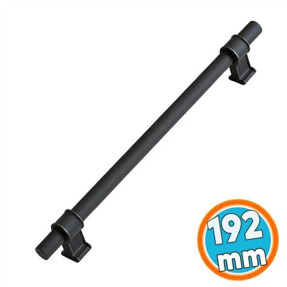 Mobilya Çekmece Mutfak Dolap Kapak Dolabı Kulbu Kulpları Kulpu Metal 19.2 mm 192 mm Siyah Kulp ürün görseli 1