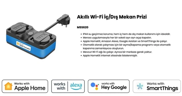 Meross MSS620 Akıllı Dış Ortam Prizi İkili - Resim 2