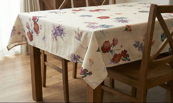 Leke Tutmaz 3D Dijital Baskılı Masa Örtüsü Flower Garden 150x150 ürün görseli 1
