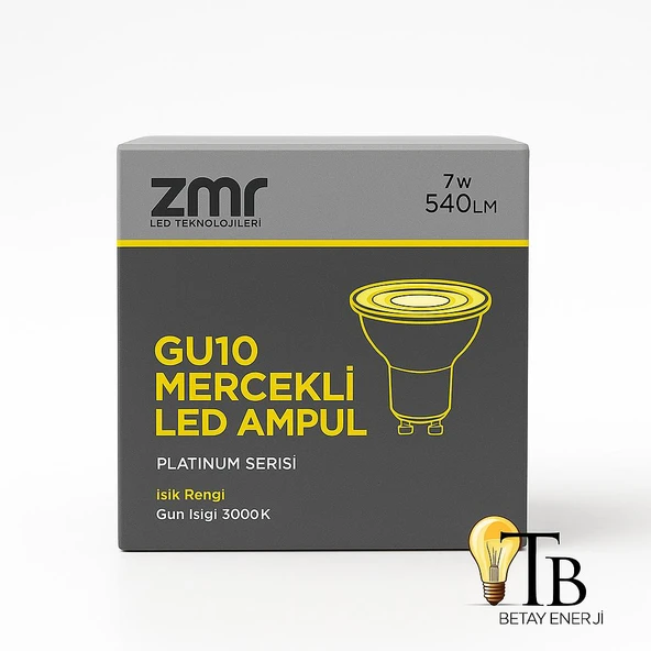 ZMR GU10 Mercekli LED Ampul 7W 540 Lümen Gün Işığı 3000K Platinum Serisi ürün görseli 1