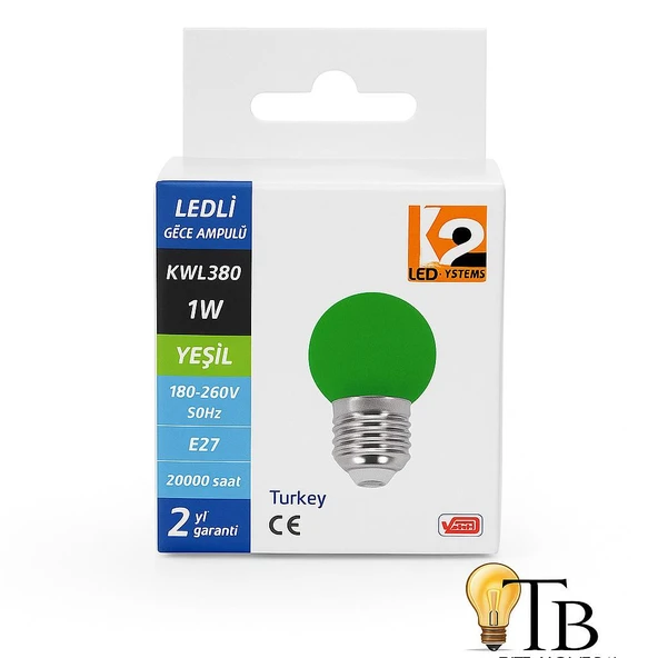 K2 LEDSystems   1W Yeşil LED Gece Ampul ürün görseli 1