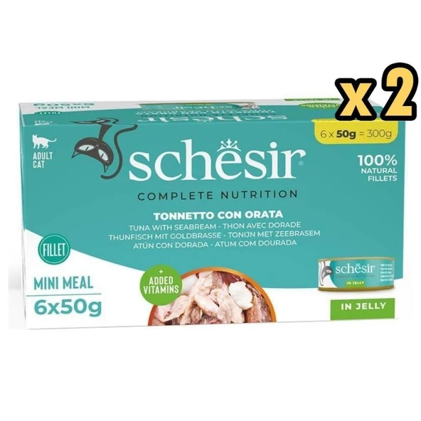 Schesir Tam ve Dengeli Ton Balığı ile Çipuralı Jöle İçinde Kedi Konservesi Multipack 6x50g x 2 Adet ürün görseli 1
