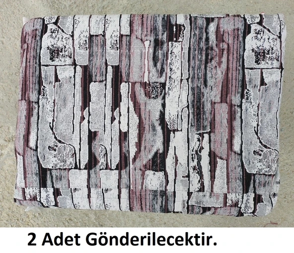 2Lİ Polo Life Savan 4m2 Pamuklu Lastiksiz Halı Örtüsü (170x245)-Taş Desen Pudra ürün görseli 1