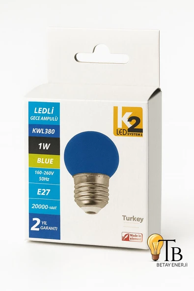 K2 LED SYSTEMS 1W BLUE mavi LED Gece Ampulü ürün görseli 1