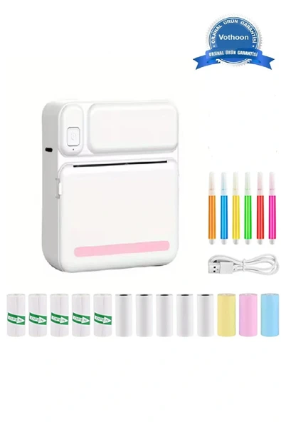 Mini Taşınabilir Yazıcı 13 Rulo Kağıtlı Mürekkepsiz Etiket Yazıcısı Mini Termal Yazıcı ürün görseli 1