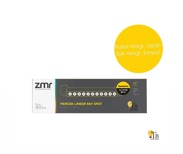 ZMR Mercekli Lineer Ray Spot 10W 900LM Siyah Kasa  Lineer LED Ray Aydınlatma ürün görseli 1
