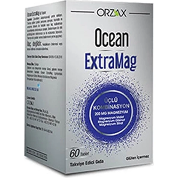 Orzax Ocean Orzax Ocean Extramag Üçlü Kombinasyon Magnezyum Takviye Edici Gıda 60 Tablet 1 kutu ürün görseli 1