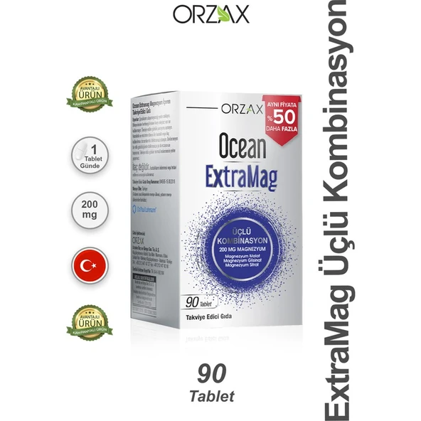 Orzax Ocean Extramag 90 Üçlü Magnezyum Kombinasyonu 90 Tablet ürün görseli 1