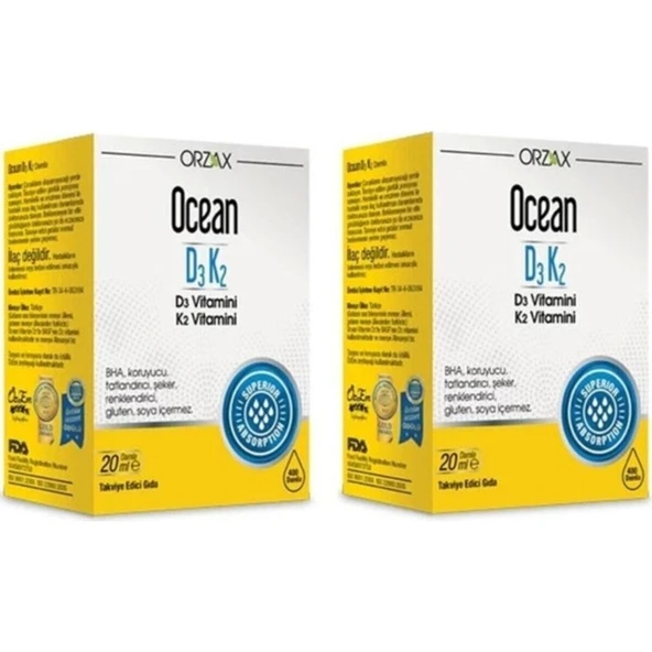 Orzax D3K2 Damla 20 ml  2 Adet _ ürün görseli 1