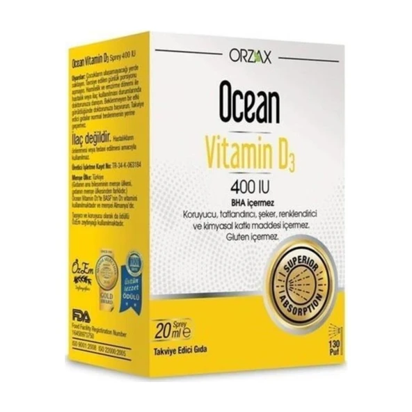 Orzax Ocean Vitamin D3 400 Sprey ürün görseli 1