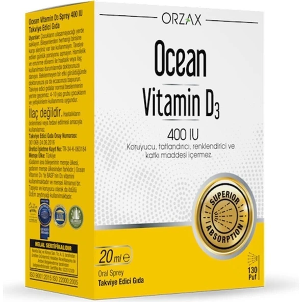 Ocean D3 Vitamin 400 IU Sprey 20 ml ürün görseli 1
