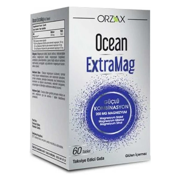 Orzax Ocean Extramag 60 Tablet Magnezyum Sitrat-Malat-Bisglisinat ürün görseli 1
