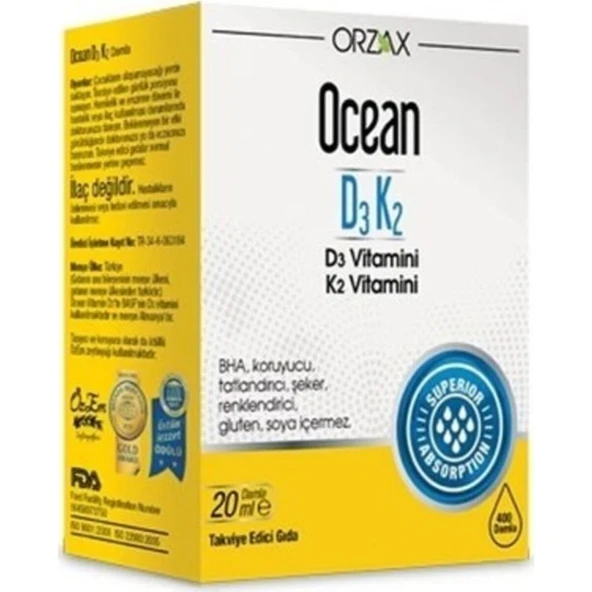 Orzax Ocean Ocean D3 K2 Damala 20 Ml ürün görseli 1