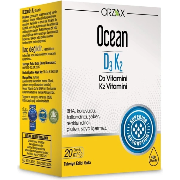 Orzax Ocean D3K2 Damla 20 ml ürün görseli 1