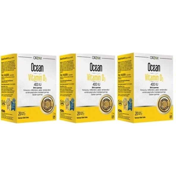 Orzax Ocean D3 400 Iu 20 Ml Sprey 3 Kutu ürün görseli 1