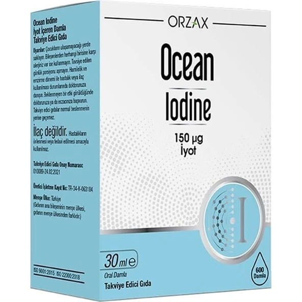 Orzax Ocean Orzax Iodine 150 ?G Iyot Takviye Edici Gıda 30 Ml ürün görseli 1