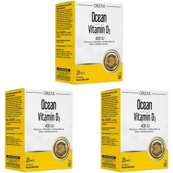 Orzax Ocean Vitamin D3 400'lü x 3 20 ml ürün görseli 1