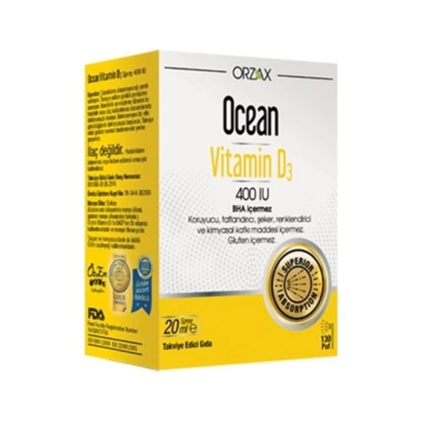 Orzax Ocean Vitamin D3 400 Iu Sprey 20ml ürün görseli 1