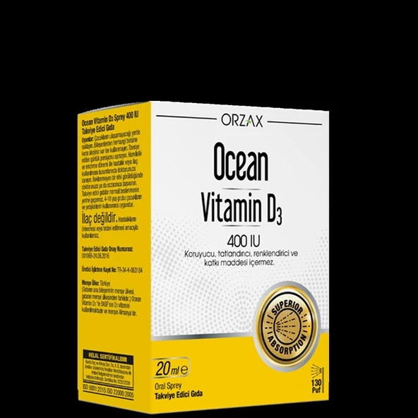 Orzax Ocean Vitamin D3 400 Iu 20 Ml Sprey / 130 Doz ürün görseli 1