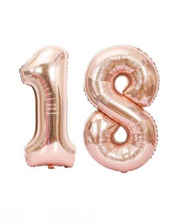 Rakam Folyo Balon 18 On Sekiz Yaş Rose Gold ürün görseli 1