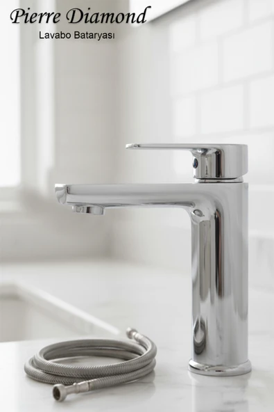 Lavabo Bataryası Sabit Model Krom Renk Ağır Tip Lüks Banyo Lavabosu Musluğu Musluk Armatür ürün görseli 1