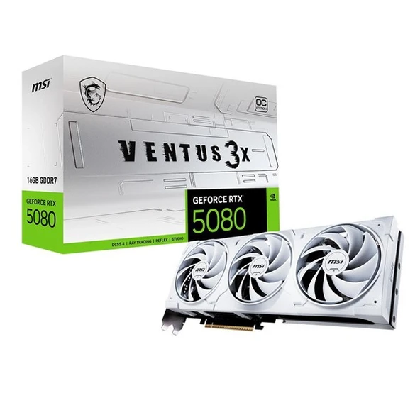 MSI 16GB RTX5080 VENTUS 3X OC WHITE GDDR7 256bit HDMI-DP PCIE 5.0 BEYAZ ürün görseli 1