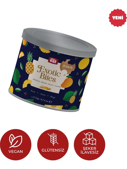 EverEat Exoticbites Dondurularak Kurutulmuş Kavun, Ananas, Mango Karışımı-Freeze Dry Meyve Cipsi ürün görseli 1