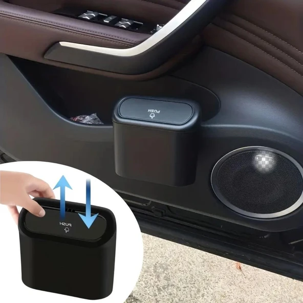 OLLEVRA Araç İçi Mini Kapaklı Çöp Kovası Takılarak Sabitlenebilen ürün görseli 1