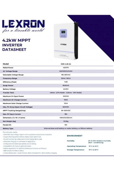 Lexron 4.2kW 24V MPPT Akıllı İnverter - Resim 2