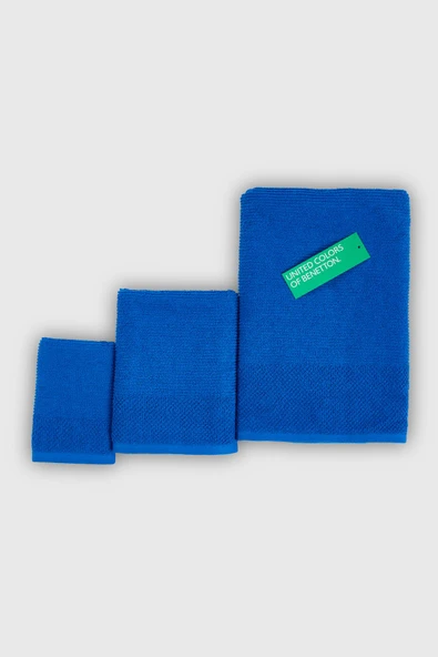 Be-0829St- Bl  %100 Pamuk Mavi 3 Lü Set, 30X50 Cm, 50X90 Cm, 70X140 Cm Havlu Seti ürün görseli 1