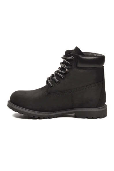 Siyah Nubuk Hakiki Deri Unisex Worker Bot - Resim 4