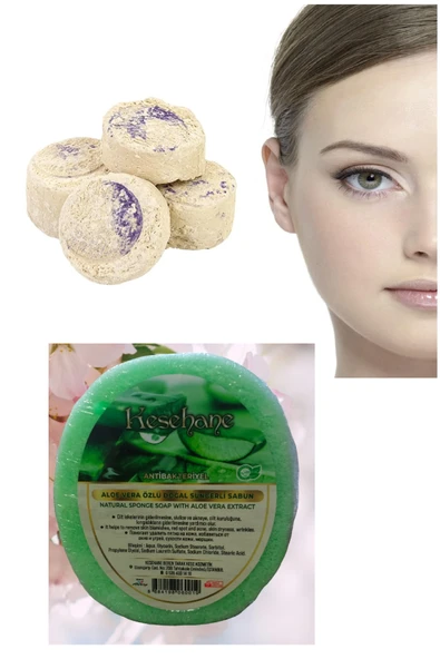 2'li Doğan Peeling Aloe Vera Özlü Süngerli Sabun İran Ruşur Taşı Tüm Vücut Cilt Bakım Seti ürün görseli 1