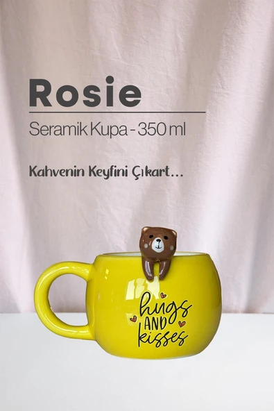 Ayı ve Köpek Figürlü Seramik Kupa 350 ml - Resim 2