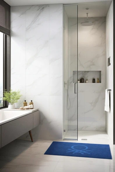 Be-0785-Bl  %100 Pamuk Mavi 50X80 Cm Banyo Paspas Havlu ürün görseli 1