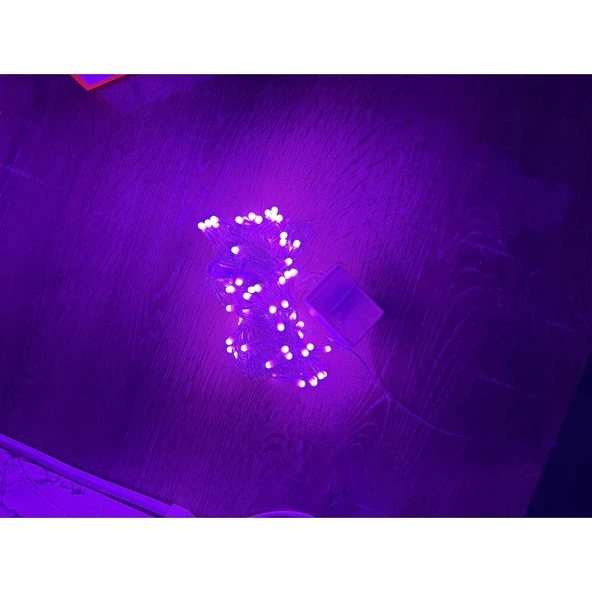 10 Metre 100 LED Damla Uçlu Pembe Işık  Şeffaf Kablo Dekoratif Aydınlatma ürün görseli 1