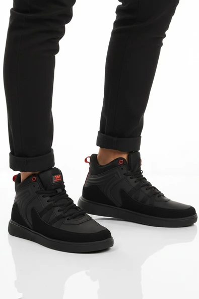 Siyah Bağcıklı Erkek Hi Sneaker ürün görseli 1