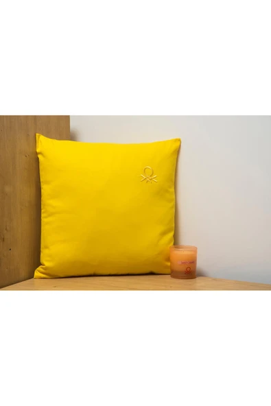 Benetton 100% Pamuk 45*45 Cm Düz Kırlent Dolu Sarı ürün görseli 1