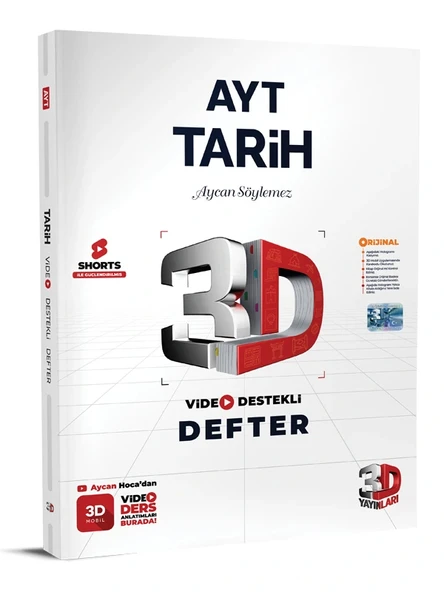 3D Yayınları Ayt Tarih Video Destekli Defter Yeni ürün görseli 1