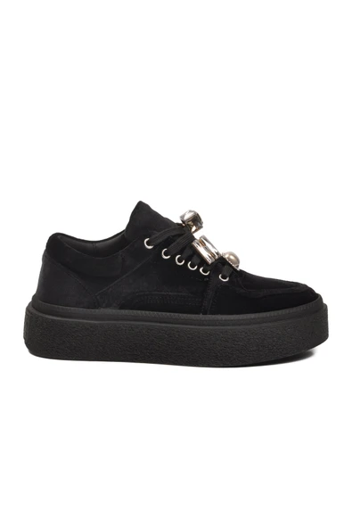 Siyah Nubuk Bağcıklı Yüksek Taban Kadın Sneaker ürün görseli 1