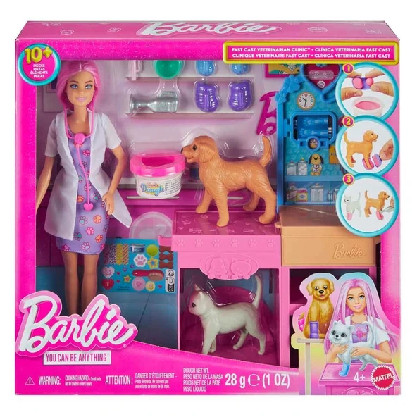 Barbie'nin Veteriner Kliniği Bebek ve Aksesuarlar Oyun Seti JFX93 ürün görseli 1