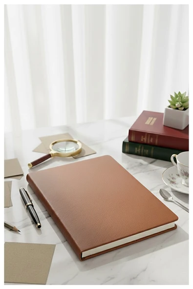 A4 Kareli Defter 160 Yaprak 1 Adet Kahverengi Termo Deri Kapaklı Defter 21x29cm Okul Defteri Kareli Defter Deri Kapaklı ürün görseli 1