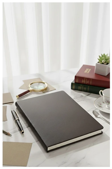 A4 Kareli Defter 160 Yaprak 1 Adet Termo Deri Kapaklı Defter 21x29cm Okul Defteri Kareli Defter Deri Kapaklı ürün görseli 1