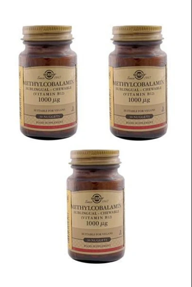 Solgar Methylcobalamin B12 1000 mcg 30 Dilaltı Tableti 3 Adet ürün görseli 1