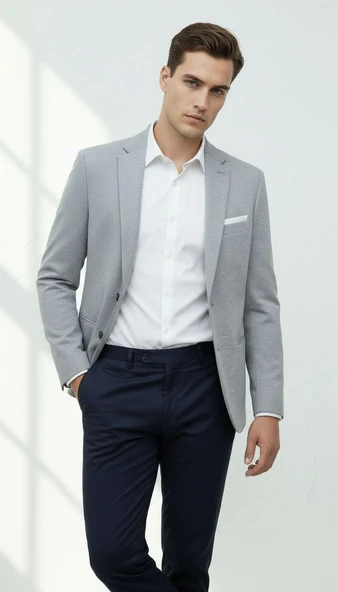 Erkek Esnek Kumaş Slim Fit Blazer Ceket – Günlük & Ofis Şıklığı ürün görseli 1
