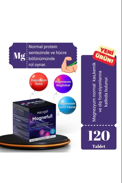 Maxigal Magnefull Magnezyum 120 Tablet ürün görseli 1