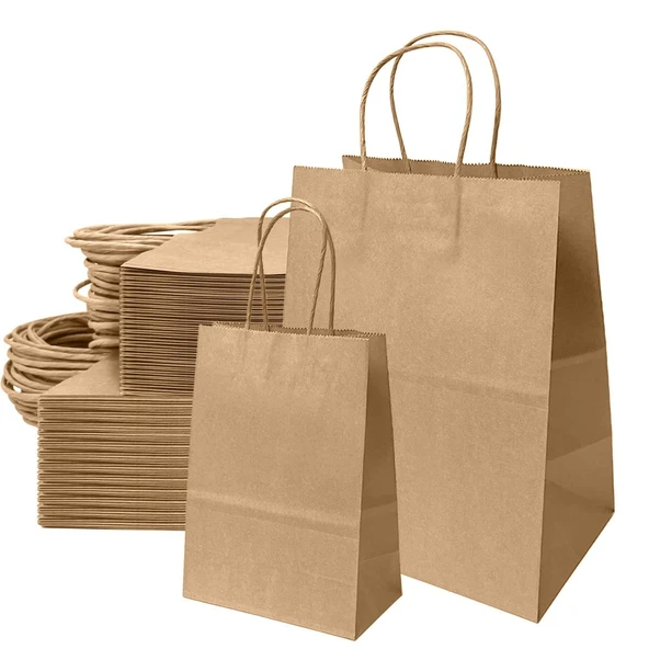 BURGU SAPLI KRAFT ÇANTA 25 ADET 25x12x31 ürün görseli 1