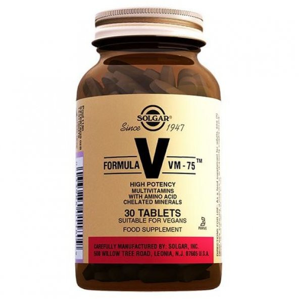 Solgar VM 75 Multivitamin 30 Tablet ürün görseli 1