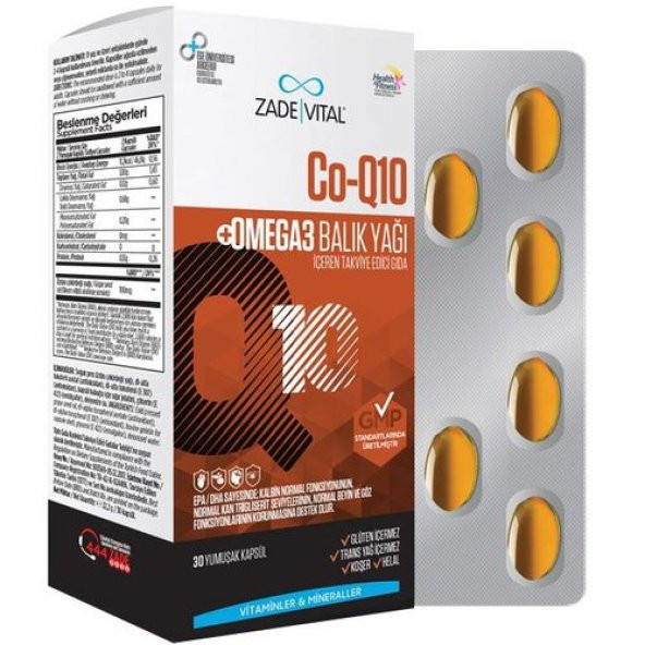 Zade Vital Co-Q10 & Omega 3 30 Kapsül ürün görseli 1