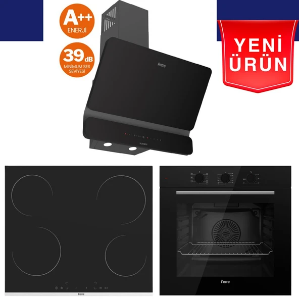 Ferre Sorello Ultra Sessiz Vitroseramik Elektrikli Ankastre Set (QBL62CS + MS 261+ D080 -SA ) ürün görseli 1