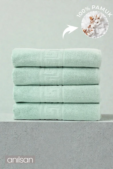 4'lü Greek Mint Yeşili Banyo Havlusu - 70x140 Cm, 490 Gr, %100pamuk, Spa Ve Otel Havlusu ürün görseli 1
